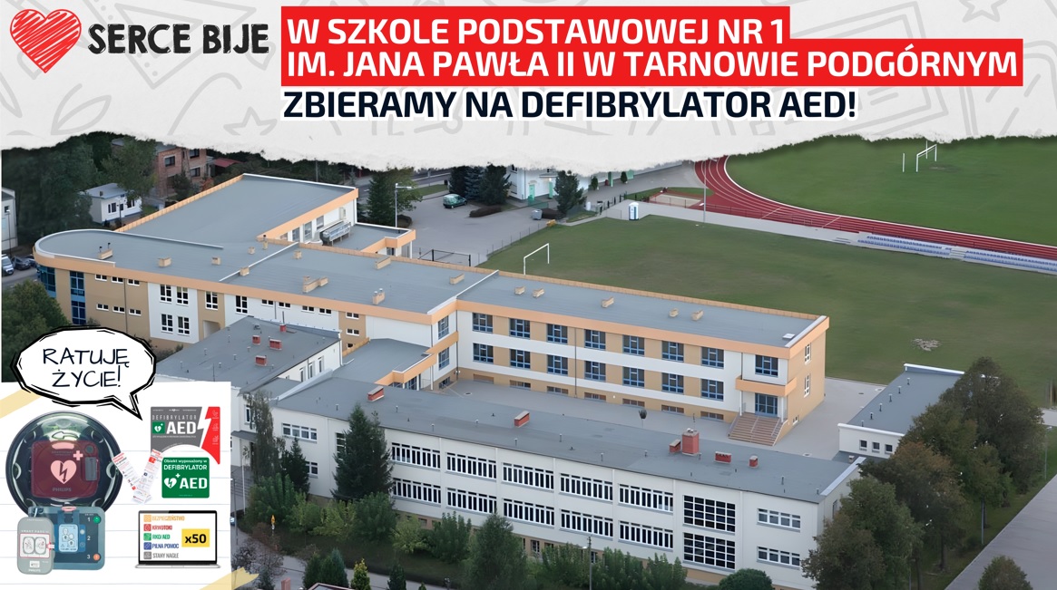 Nagłówek - zbiórka na defibrylator AED.