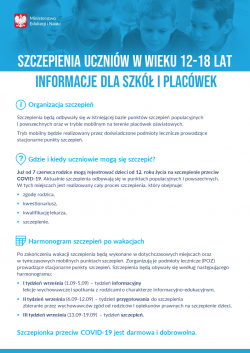 Szczepienia uczniów przeciw COVID-19 - plakat informacyjny