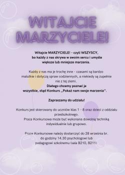 Konkurs "Pokaż nam swoje marzenia" - plakat