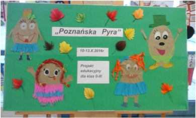 Plakat projektu edukacyjnego "Poznańska pyra" wykonany przez uczniów