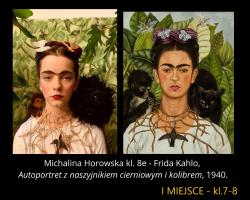 Michalina Horowska kl. 8e Frida Kahlo Autoportret z naszyjnikiem cierniowym i kolibrem